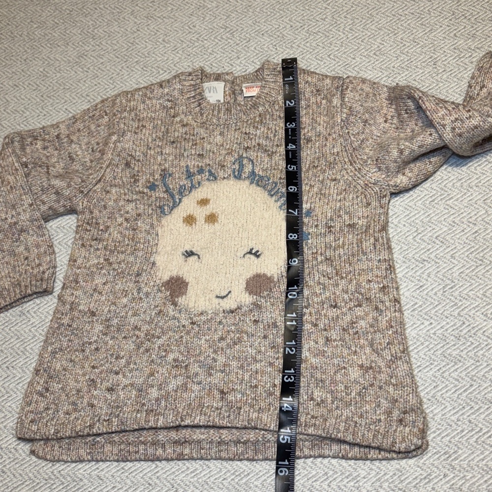 Zara Brown Sweater with “Let’s Dream” Moon Design. Size 3-4 Years - Picture 5 of 8
